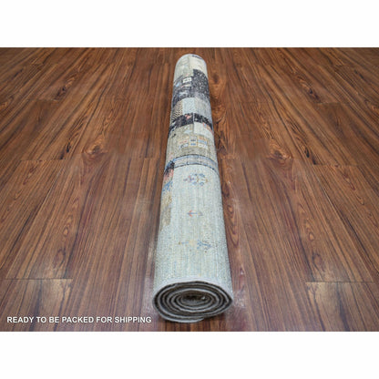 3'10"X6' Taupe Afghan Kashkuli Gabbeh Hand Knotted Hand Spun Wool Rug