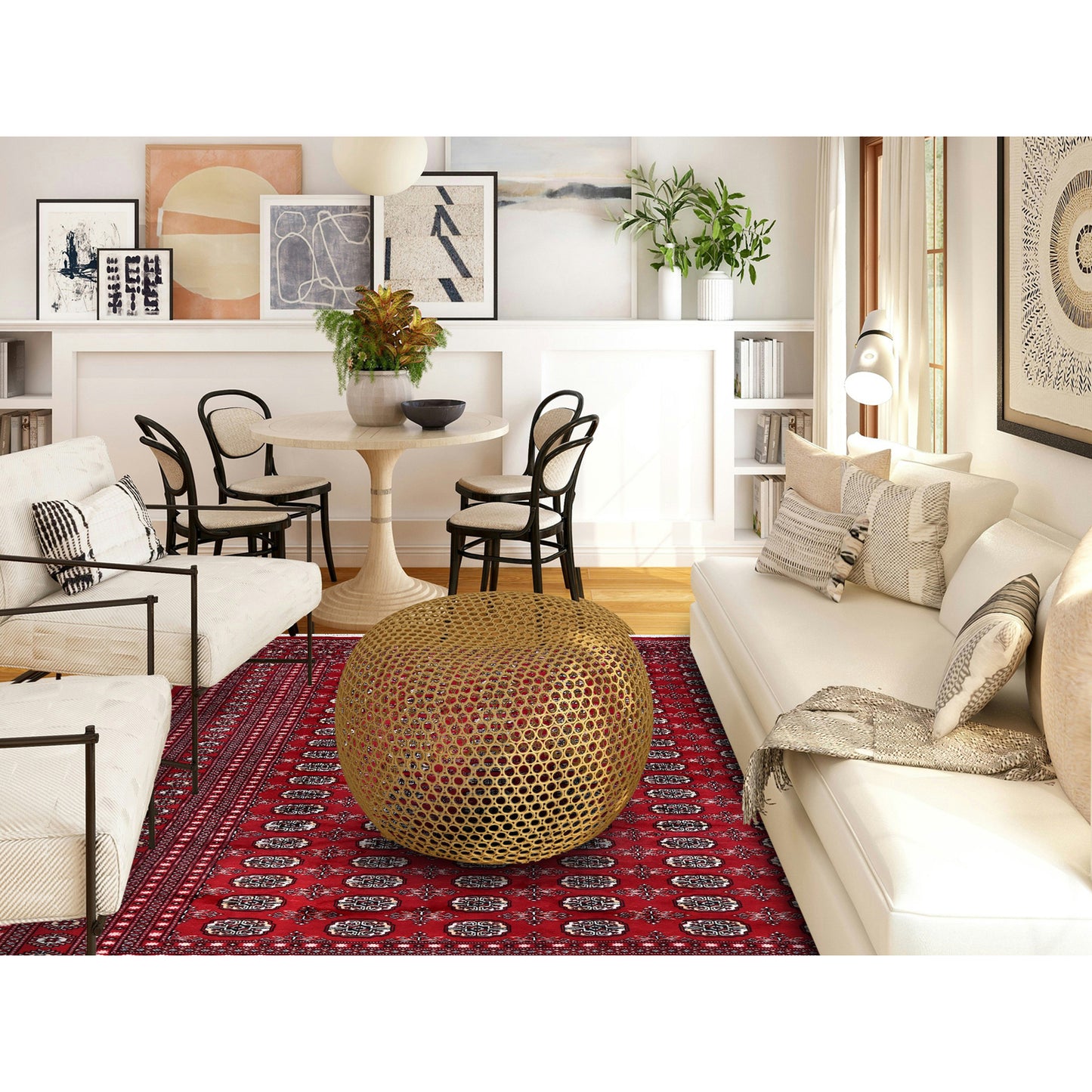 9'X11'9" Ruby Red Princess Bokara Hand Knotted Soft Wool Rug