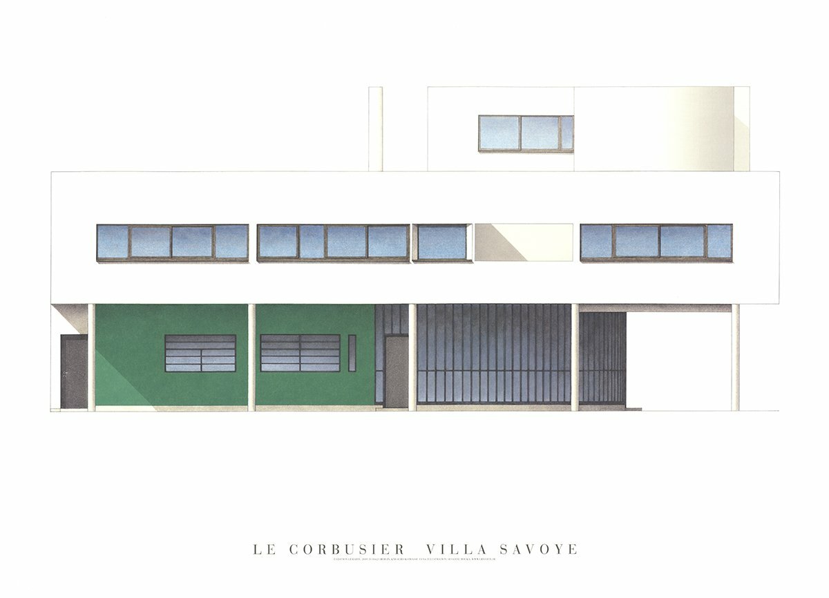 Le Corbusier Villa Savoye Nord-Est " Poster Modernism White