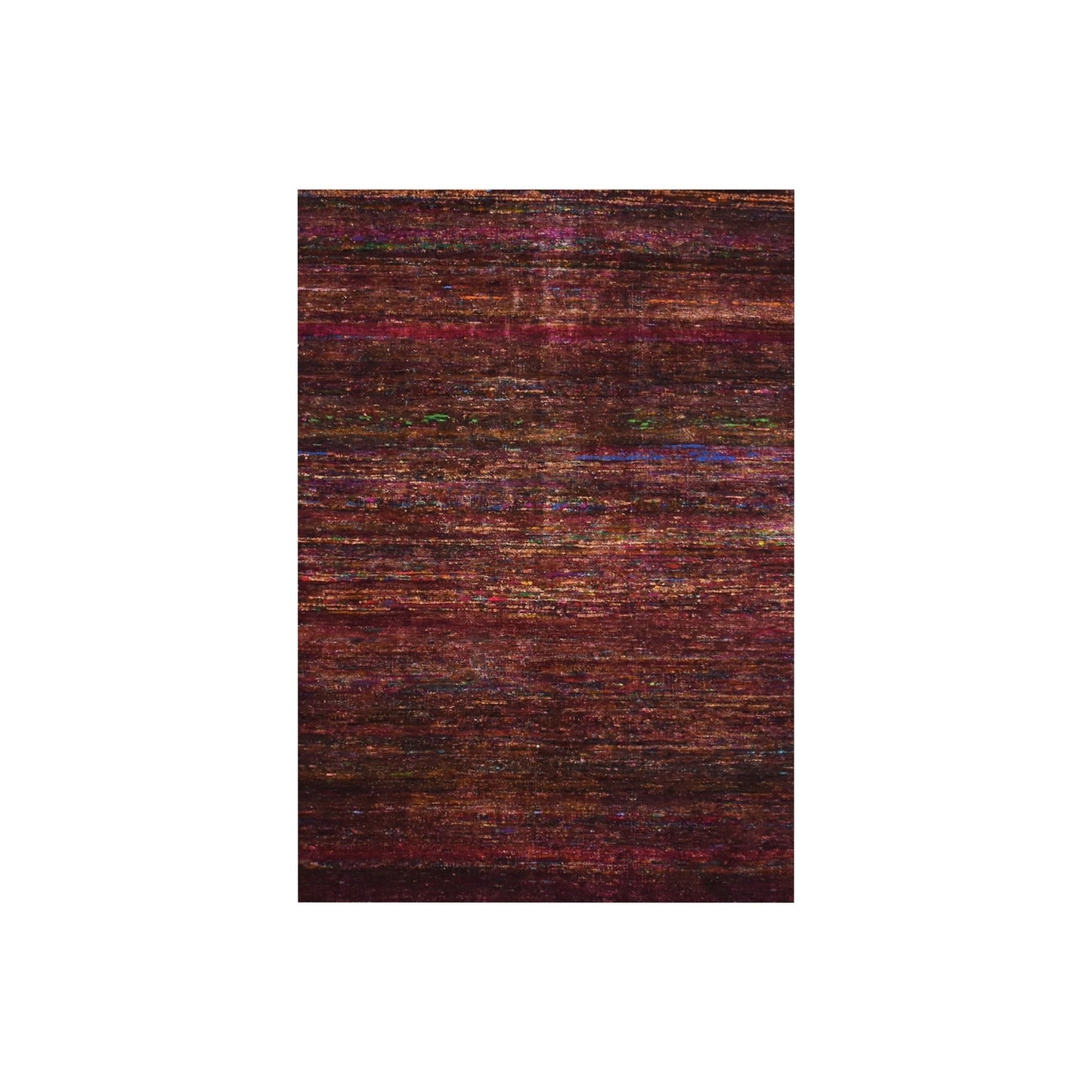 4'X5'8" Wine Red Plain Solid Design Pure Sari Silk Hand Knotted Rug