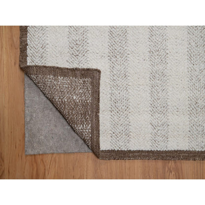 9'3"X12' Ivory Line Design Flat Weave Undyed Natural Wool Hand Woven Rug