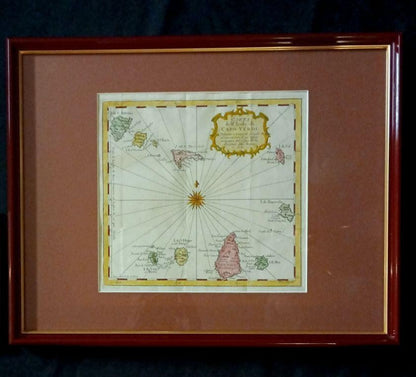 1781 Bellin Antique Map "Carta Dellisole Di Capo Verde" Hand-Colored Engraving