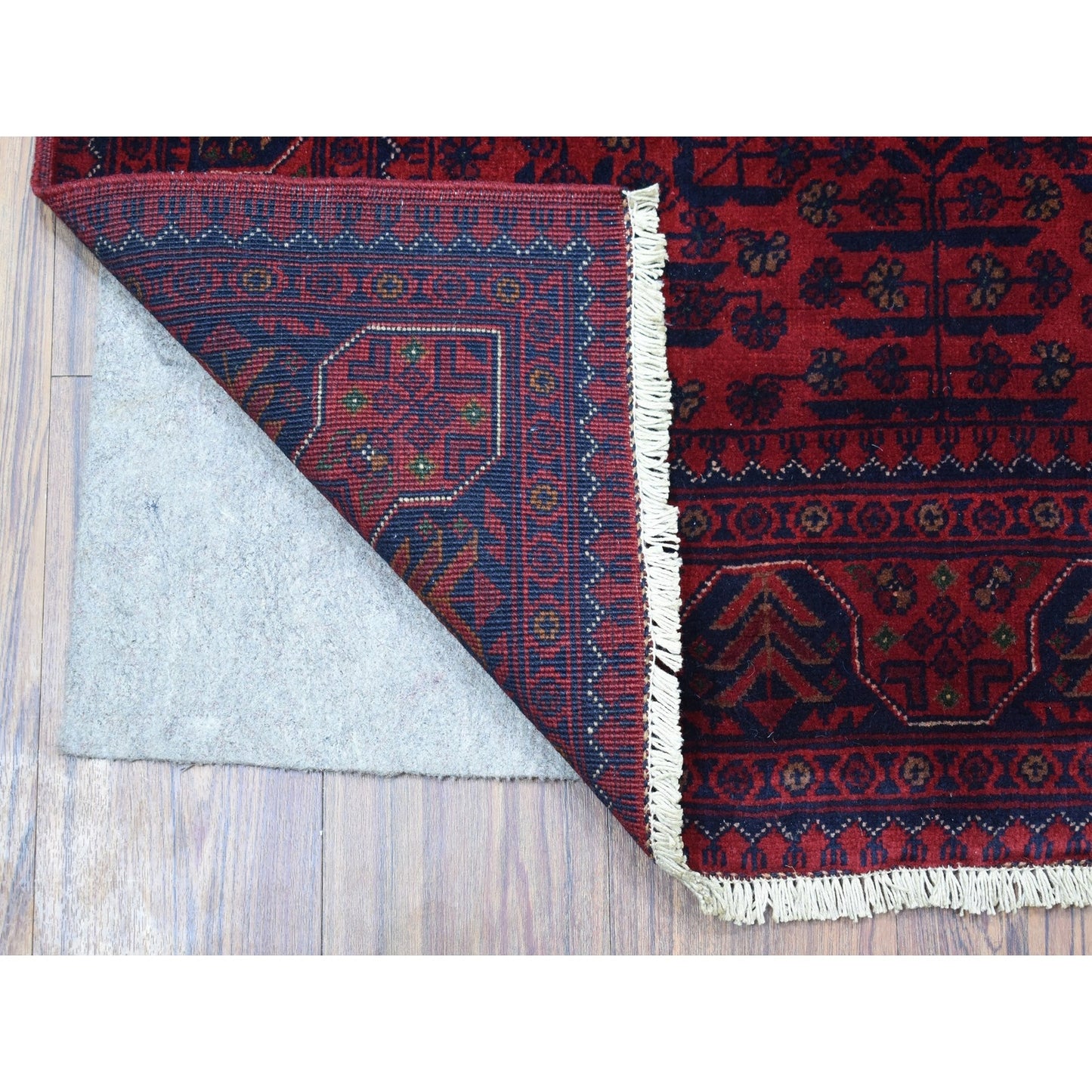 3'4"X4'9" Afghan Khamyab Soft Afghan Wool Deep Red Hand Knotted Rug