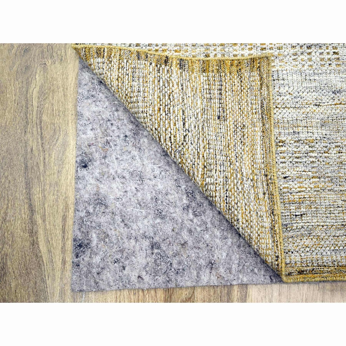 2'7"X8'2" White & Gold Hand Knotted Oxidized Grass Design Wool Runner Rug