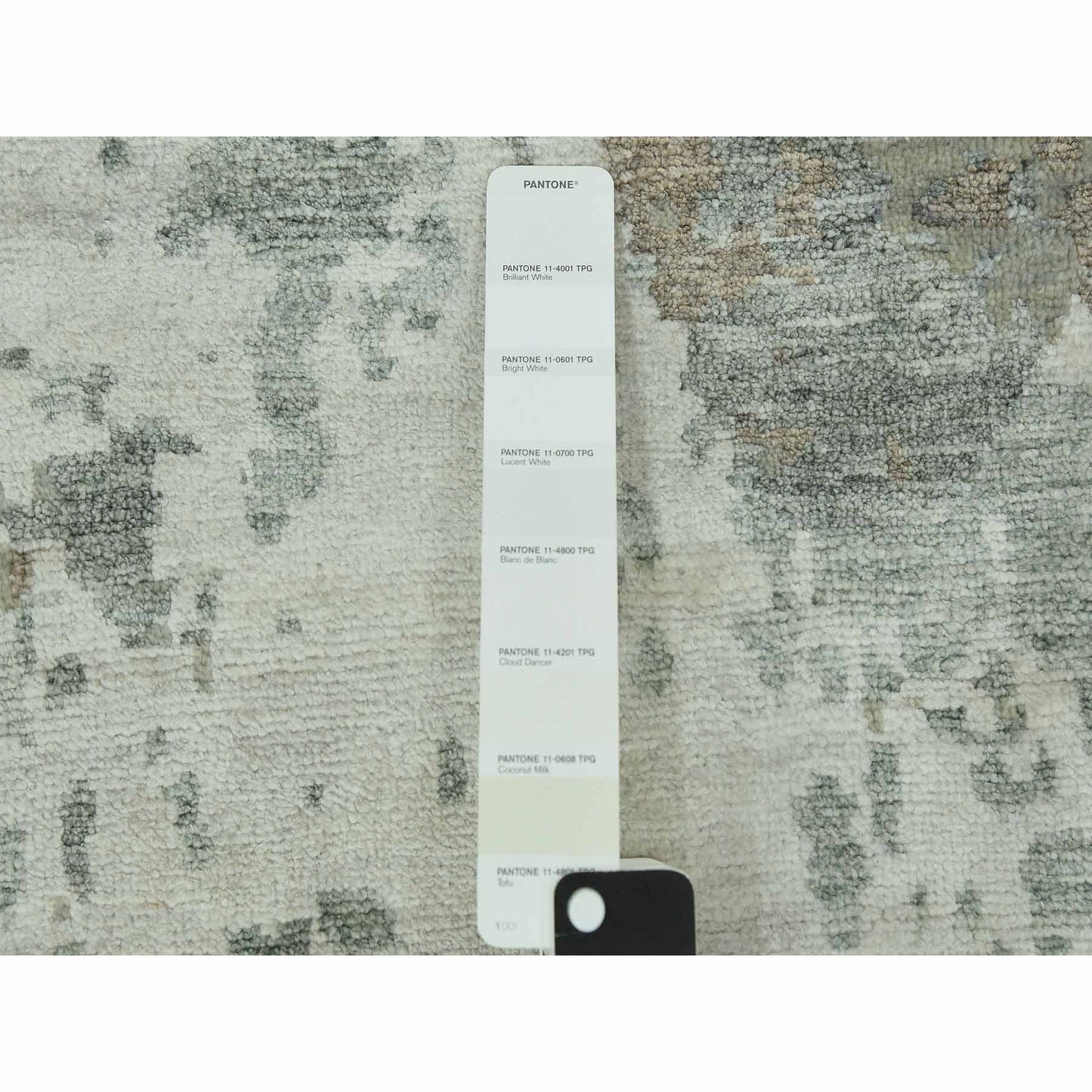 8'X10' White Hand Knotted Galaxy Abstract Design Wool And Silk Rug