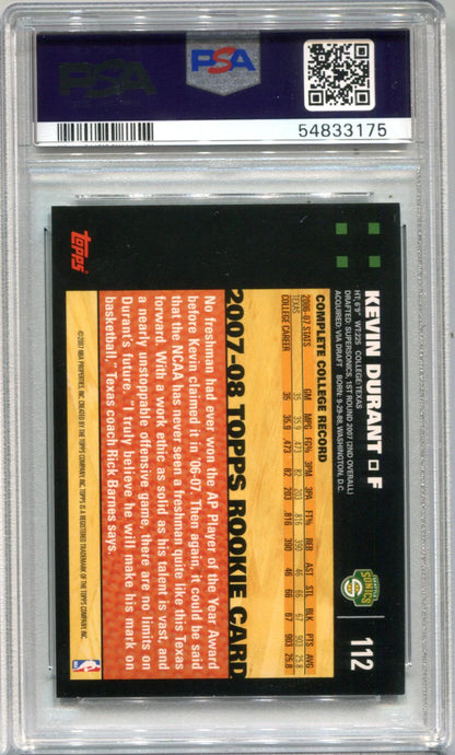 Kevin Durant 2007-08 Topps Black Border #112 Psa