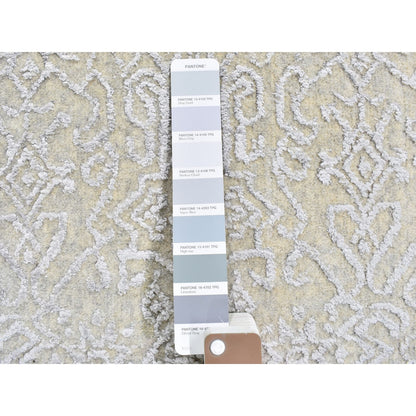 8'X10' Beige Wool And Silk Hand Loomed Fine Jacquard Rug