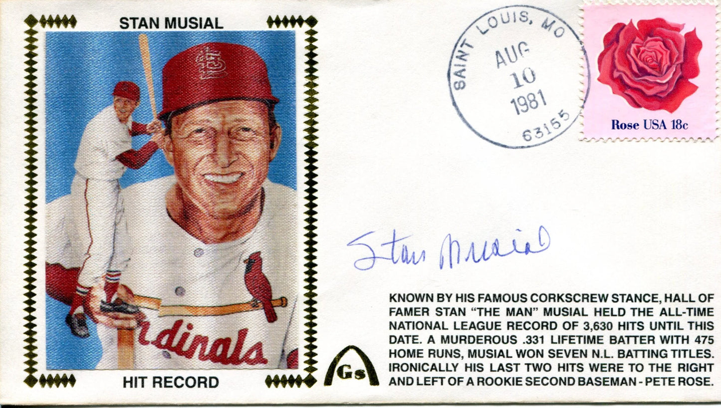 Stan Musial Autographed August 10Th, 1981 First Day Cover (Psa)