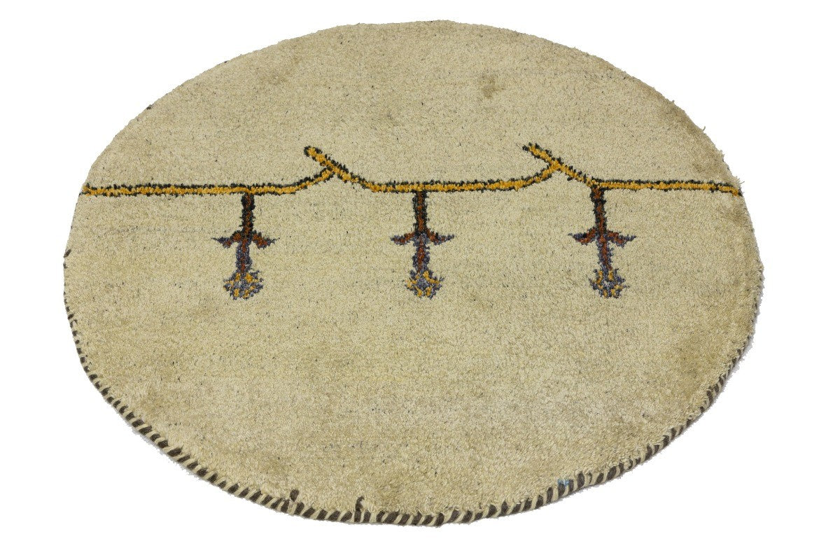Tribal Pictorial Rug Handmade Round Carpet Indo-Gabbeh Wool Oriental 3X3 ft