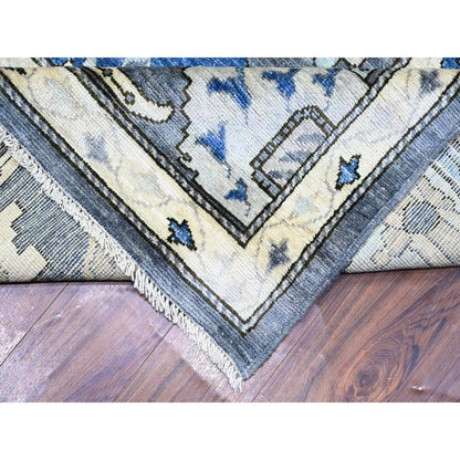 10'X14' Gray Afghan Angora Oushak Hand Knotted Pure Wool Oriental Rug