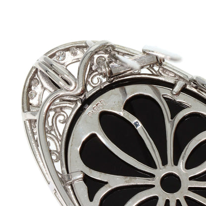 0.4Ct Agate Cameo Diamond Brooch Platinum Pt950