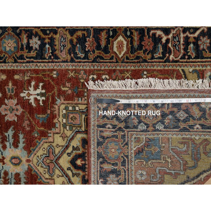 2'10"X6' Chili Red Hand Spun Wool Heris Revival Hand Knotted Runner Rug