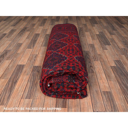 8'5"X11'5" Red Afghan Khamyab With Geometric Pattern Hand Knotted Wool Rug