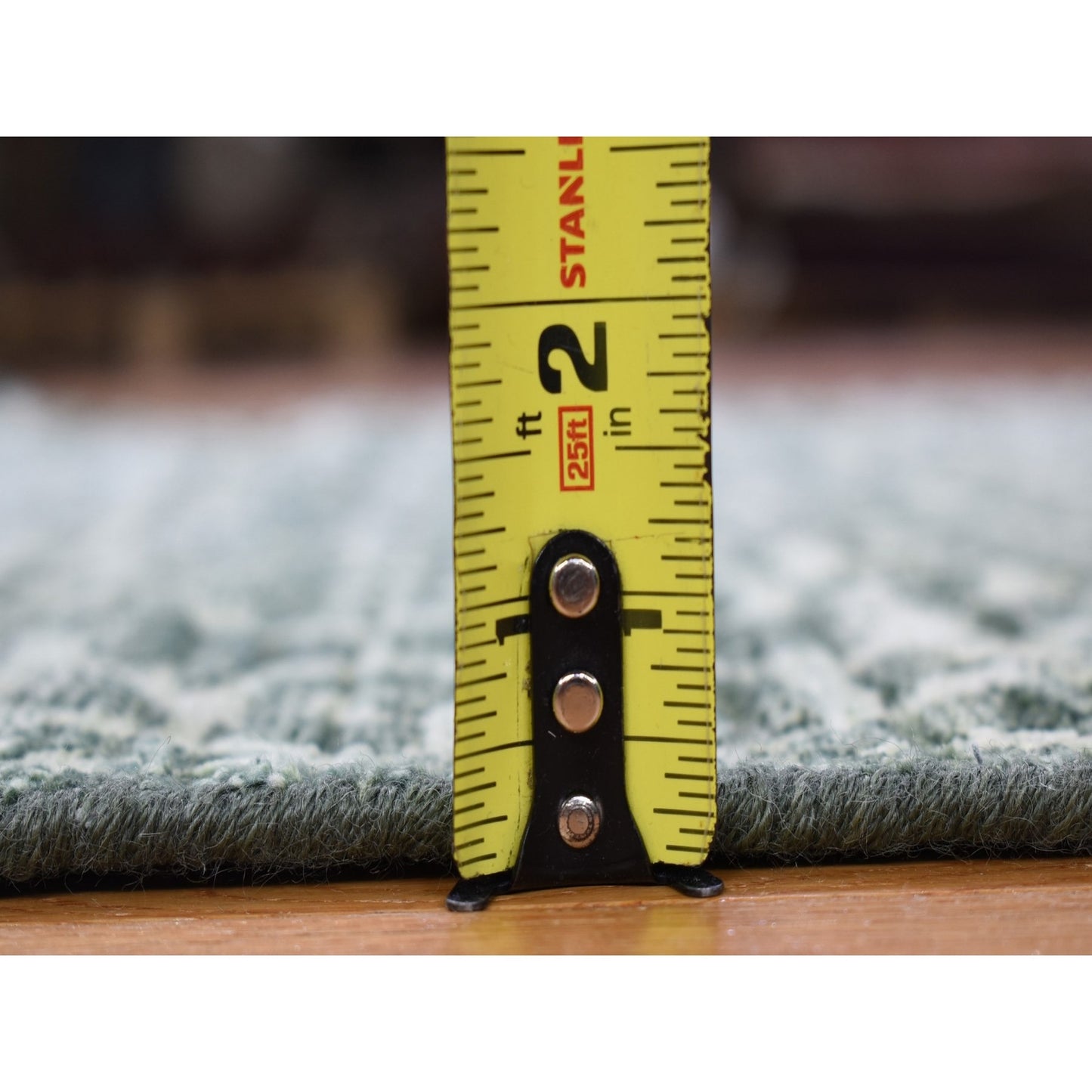 Rug 2'9"x8' Green Modern Hand Knotted Wool and Silk Runner Oriental