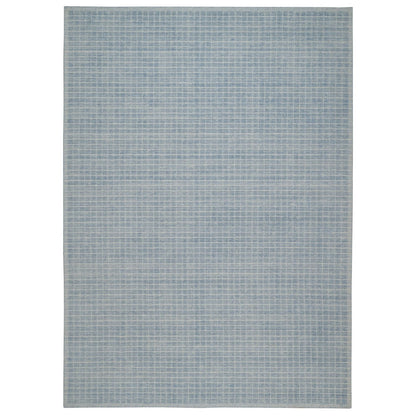 10'1"X14' Blue Modern Plain Decor Box Design Pure Wool Loomed Knotted Rug