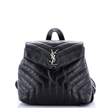Saint Laurent Loulou Backpack Matelasse Chevron Leather Small