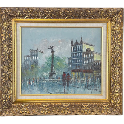 Caroline Burnett Oil Painting Paris Street Scene Original Signed Vintage Framed