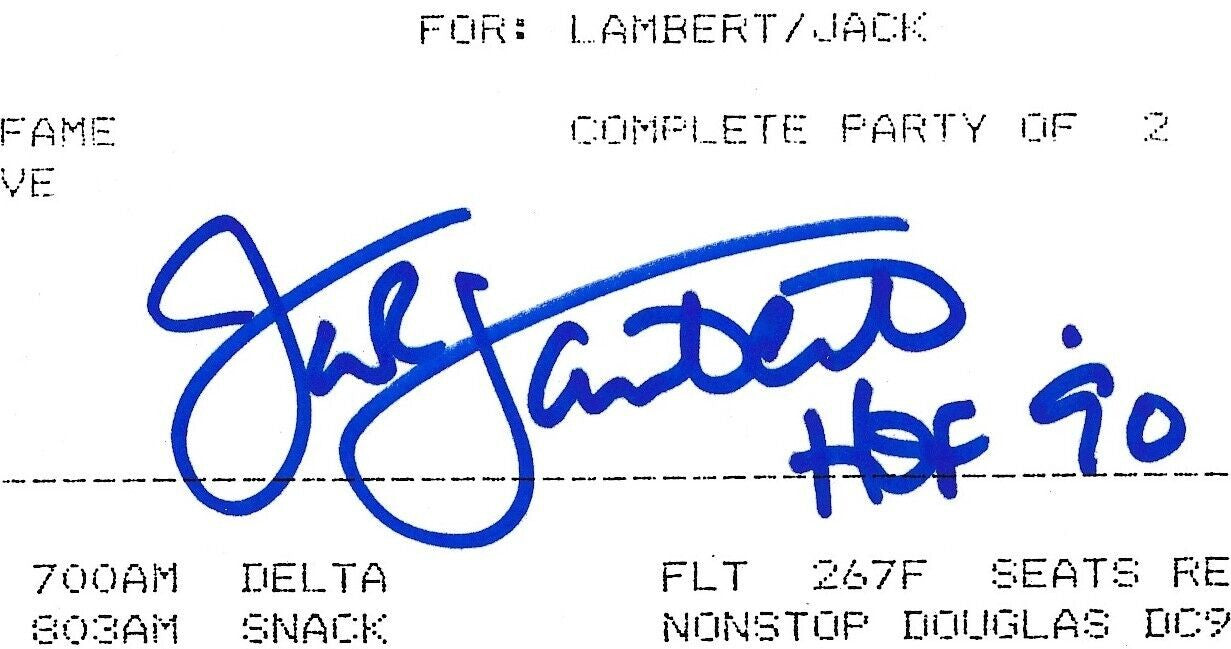 JSA Jack Lambert HOF Autographed Flight Schedule Pittsburgh Steelers