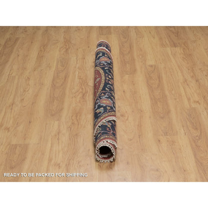 6'2"X6'2" Red Antiqued Heris Re-Creation Hand Knotted Soft Wool Round Rug