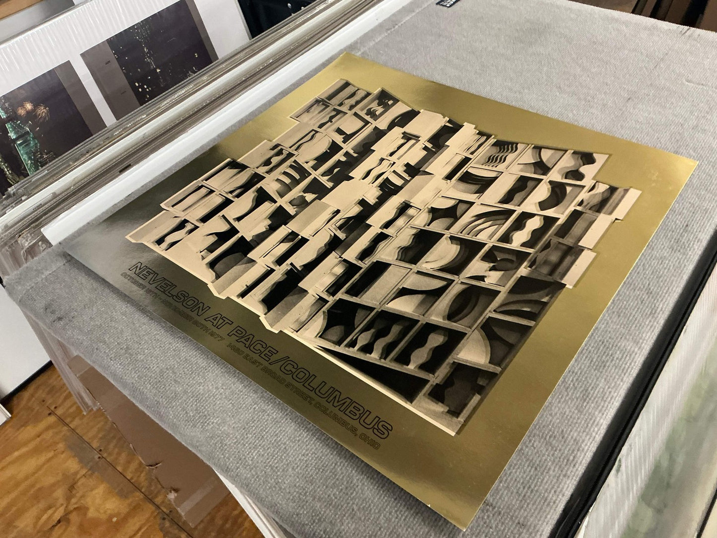 Gold LOUISE NEVELSON Gold Dust and Shadows 24.25" x 26" Foil Print 1977 Abstract