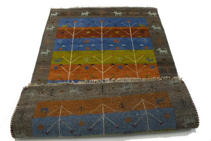 Modern Multicolored Pictorial Tribal Gabbeh Rug
