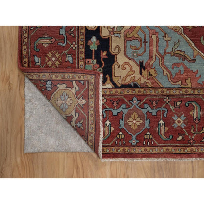 6'1"x9'2" Red Antiqued Fine Heris Re-Creation Soft Wool Hand Knotted Rug