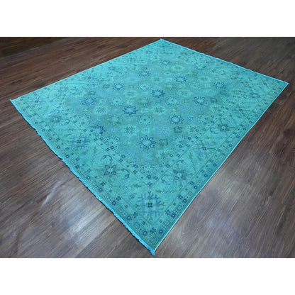 8'X9'8" Bayern Blue 100% Wool Overdyed Kazak Leaf Design Hand Knotted Rug