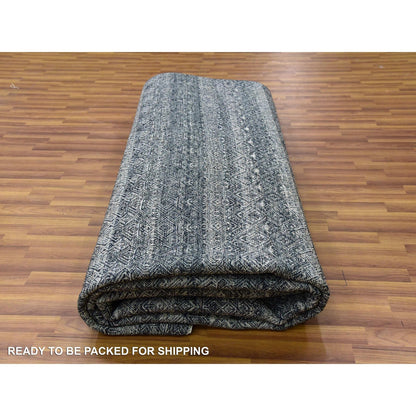 10'X13'10" Gray Hand Knotted Kohinoor Herrita Design 100% Plush Wool Rug