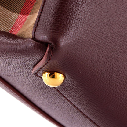 Burberry Banner Nm Tote Leather With House Check Canvas Small