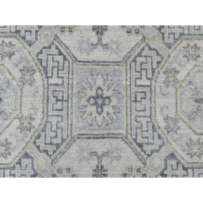 2'9"X9'2" White Wash Peshawar Pure Wool Runner Handmade Oriental Rug