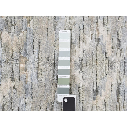 2'X2' Green Pastel Collection Wool And Silk Hand Knotted Sample Rug