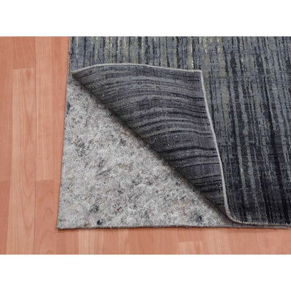 2'6"X8' Gray And Black Hand Knotted Modern Ombre Design Wool Runner Rug