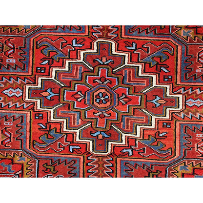 10'X12'8" Barn Red Vintage Zoroastrian Heris Pure Wool Hand Knotted Rug
