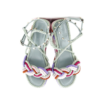 Valentino Garavani Women'S Rockstud Torchon Espadrille Wedge Sandals Leather