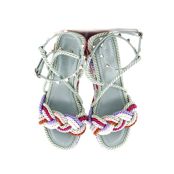 Valentino Garavani Women'S Rockstud Torchon Espadrille Wedge Sandals Leather