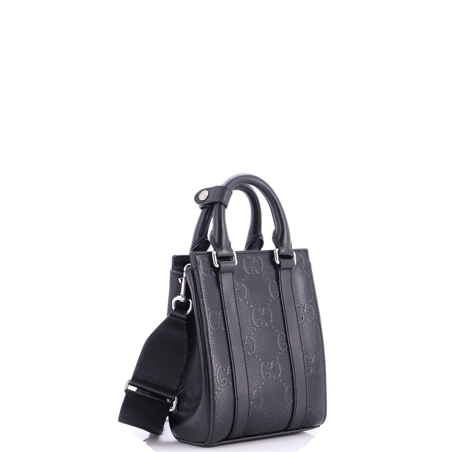 Gucci Vertical Tote Gg Embossed Perforated Leather Mini