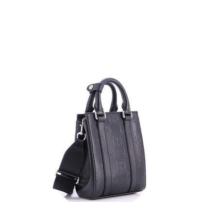 Gucci Vertical Tote Gg Embossed Perforated Leather Mini
