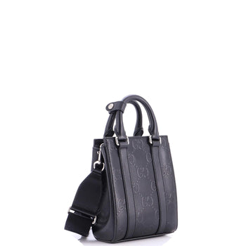 Gucci Vertical Tote Gg Embossed Perforated Leather Mini