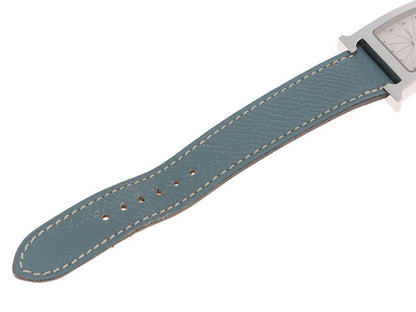 Hermes H Watch Hh1.210 Leather Quartz Silver Color
