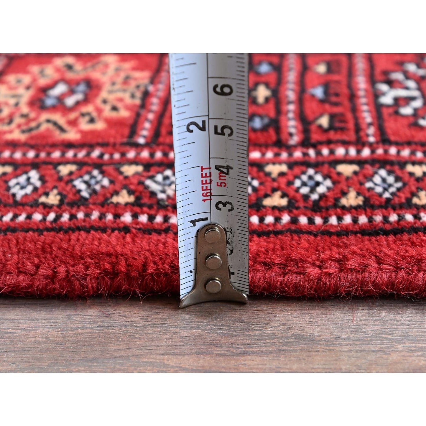 2'7"X7'10" Scarlet Red Princess Bokara Soft Wool Hand Knotted Runner Rug