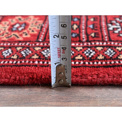 2'7"X7'10" Scarlet Red Princess Bokara Soft Wool Hand Knotted Runner Rug