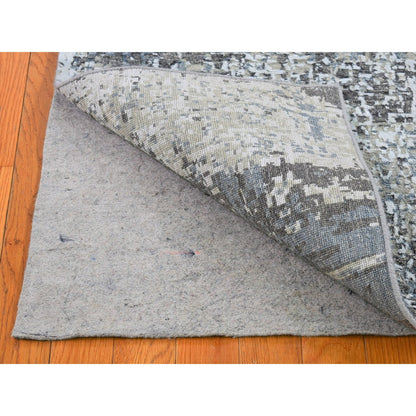 3'1"X5' Abstract Design Wool Denser Weave Hand Knotted Mat Rug
