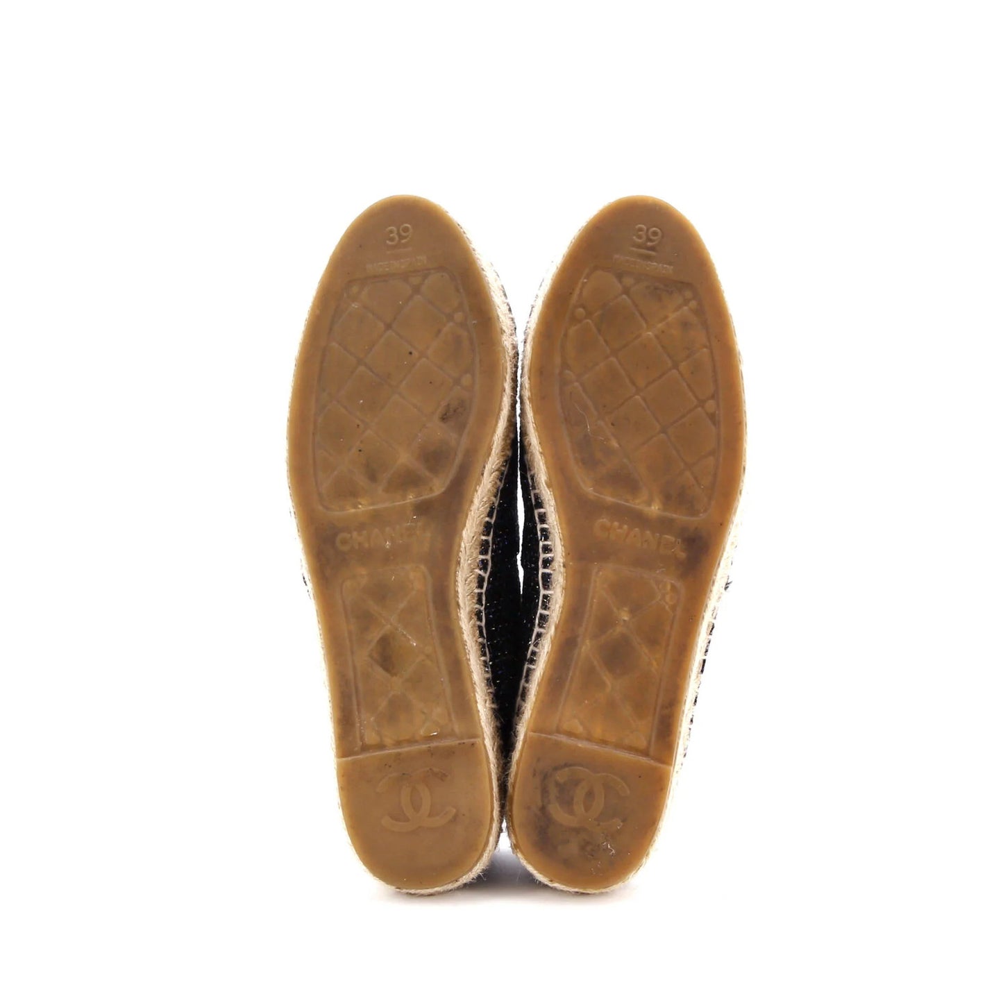 Chanel Women'S Cc Cap Toe Espadrilles Tweed With Leather