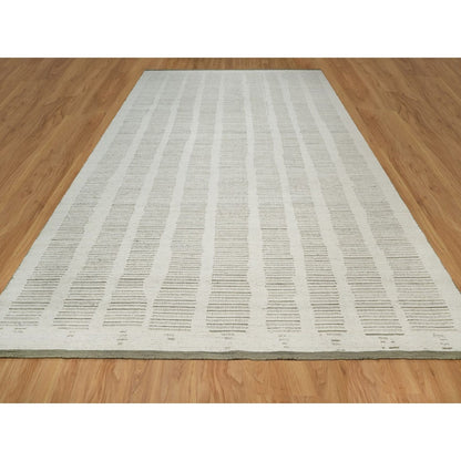 10'X14'1" Ivory Flat Weave With Pile Rug Undyed Natural Wool Hand Woven