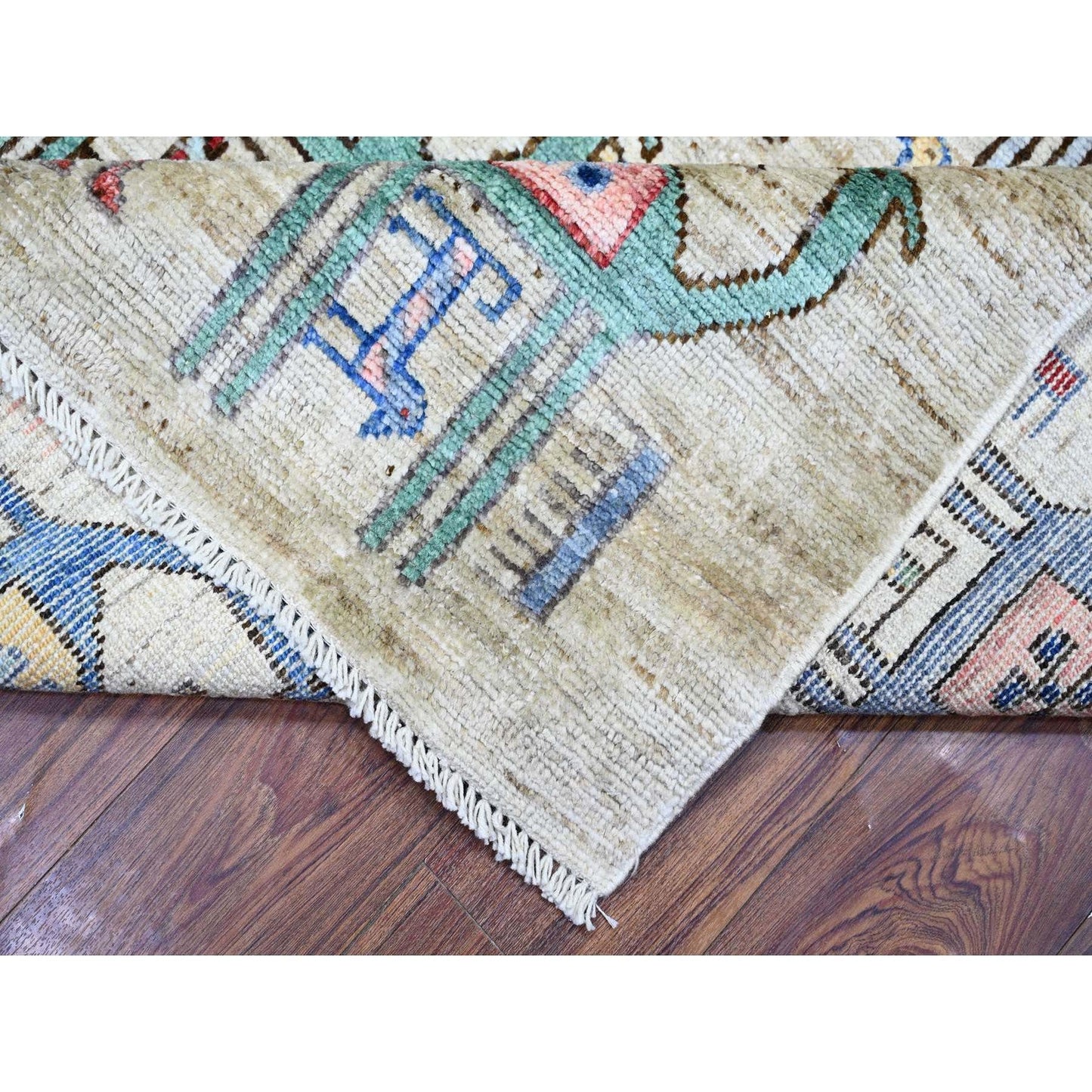 8'2"X9'9" Beige Anatolian Village Inspired Wool Hand Knotted Rug