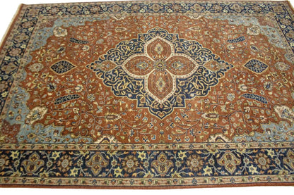6X9 Ft Handmade Rust Serapi Oriental Rug Farmho