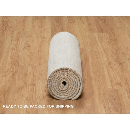 2'6"X11'10" White Wool Hand Knotted Modern Lori Buft Gabbeh Runner Rug