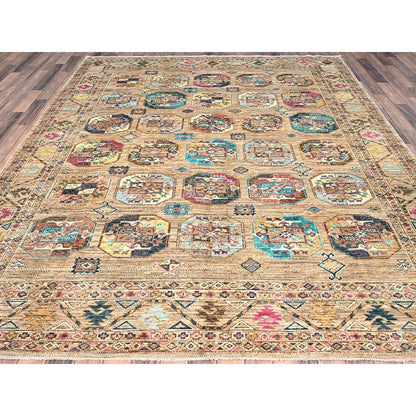 8'X10' Firewood Brown Soft Wool Afghan Ersari Design Hand Knotted Rug