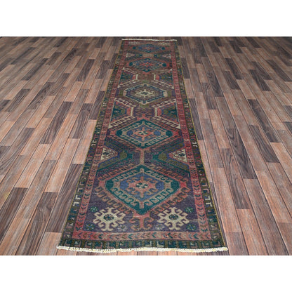 2'7"X9'10" Pink Overdyed Vintage Zoroastrian Hand Knotted Wool Runner Rug
