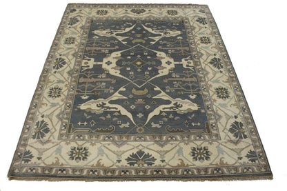 Handmade Oushak Oriental Rug Floral Design Pastel